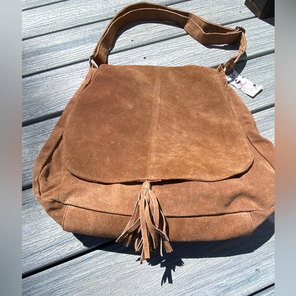Brand new Raj Tan/Brown Suede Crossbody Purse (NWT) - Picture 2 of 16